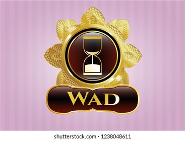  Gold shiny emblem with sand clock icon and Wad text inside