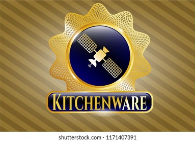  Gold shiny emblem with satelite icon and Kitchenware text inside