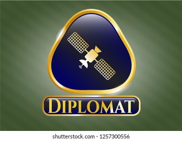  Gold shiny emblem with satelite icon and Diplomat text inside