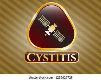  Gold shiny emblem with satelite icon and Cystitis text inside
