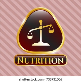  Gold shiny emblem with scale icon and Nutrition text inside