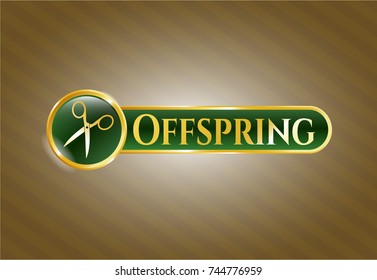  Gold shiny emblem with scissors icon and Offspring text inside