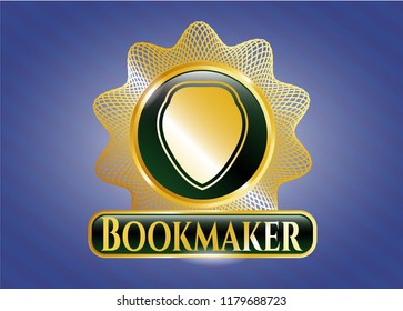  Gold shiny emblem with shield icon and Bookmaker text inside