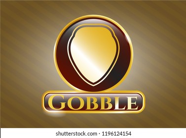  Gold shiny emblem with shield icon and Gobble text inside