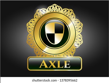  Gold shiny emblem with shield, safety icon and Axle text inside