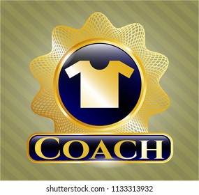  Gold shiny emblem with shirt icon and Coach text inside
