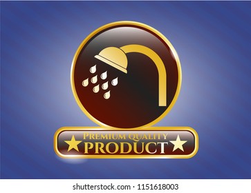  Gold shiny emblem with shower icon and Premium Quality Product text inside