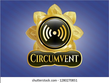  Gold shiny emblem with signal icon and Circumvent text inside