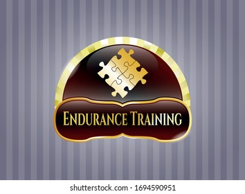  Gold shiny emblem with solution icon and Endurance Training text inside