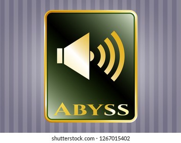  Gold shiny emblem with sound icon and Abyss text inside