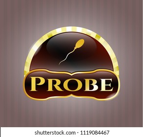  Gold shiny emblem with sperm icon and Probe text inside