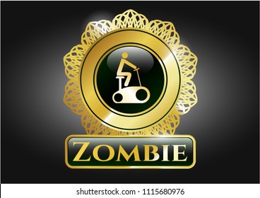  Gold shiny emblem with stationary bike icon and Zombie text inside