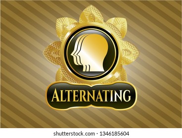  Gold shiny emblem with team work icon and Alternating text inside