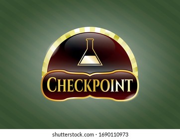  Gold shiny emblem with test tube icon and Checkpoint text inside