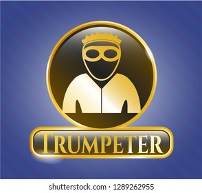  Gold shiny emblem with thief icon and Trumpeter text inside
