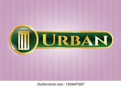 Gold shiny emblem with trash can icon and Urban text inside