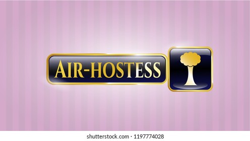  Gold shiny emblem with tree icon and Air-hostess text inside