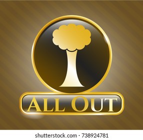  Gold shiny emblem with tree icon and All Out text inside