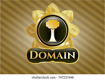  Gold shiny emblem with tree icon and Domain text inside