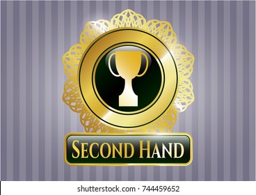  Gold shiny emblem with trophy icon and Second Hand text inside
