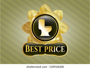  Gold shiny emblem with WC toilet icon and Best Price text inside