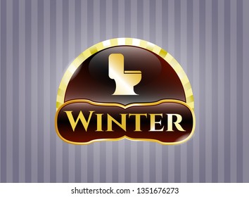  Gold shiny emblem with WC toilet icon and Winter text inside