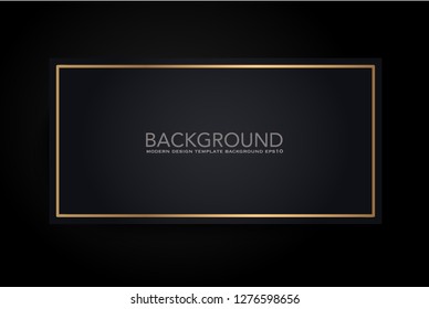 Gold shiny frame on a black background. Vector illustration. Golden frame Shining square banner. Vector design element. - Vector