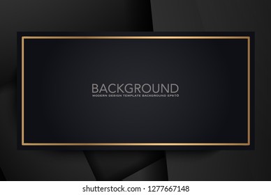 Gold shiny frame on a black background. Vector illustration. Golden frame Shining square banner. Vector design element. - Vector