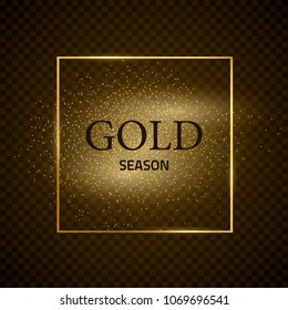 Gold shiny frame on a dark background. Golden stippling effect.