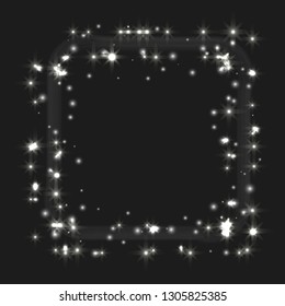 Gold shiny frame on a transparent background. vector illustration. Stars sparkle background. Star dust sparks transparent background.