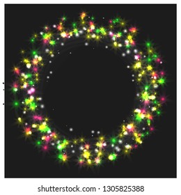 Gold shiny frame on a transparent background. vector illustration. Stars sparkle background. Star dust sparks transparent background.