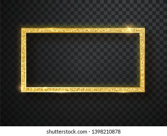 Gold shiny frame on a transparent background. vector illustration
