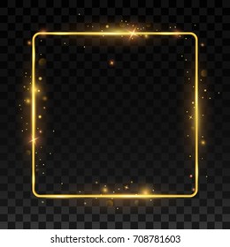 Gold shiny frame on a transparent background. vector illustration