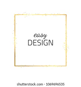 Gold shiny frame on a white background. Vector illustration. Golden frame