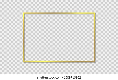 Gold shiny frame with shadows on background. Vector illustration