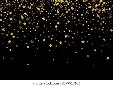 Ilustración De Glitter Luminoso Oro. Textura de confetti metálico. Fondo Amarillo De La Luz De Chispa. Patrón Estrella de Lujo. Diseño de fantasía dorada