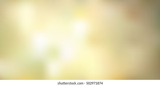 Gold Shiny Glitter Sunlight Vector Blurred Background Texture with no people. Light brown, yellow, green and orange and white colors.  Sunlit Sky concept art with a lot of copy space.