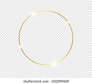 Gold shiny glowing frame with shadows isolated on transparent background. Golden luxury vintage realistic rectangle border. illustration - Vector