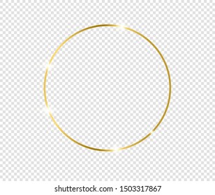 Gold shiny glowing frame with shadows isolated on transparent background. Golden luxury vintage realistic rectangle border. illustration - Vector