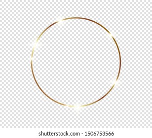 Gold shiny glowing frame with shadows isolated on transparent background. Golden luxury vintage realistic rectangle border. illustration - Vector