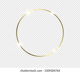 Gold shiny glowing frame with shadows isolated on transparent background. Golden luxury vintage realistic rectangle border. illustration - Vector