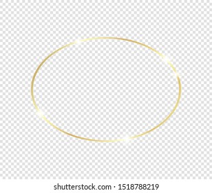 Gold shiny glowing frame with shadows isolated on transparent background. Golden luxury vintage realistic rectangle border. illustration - Vector