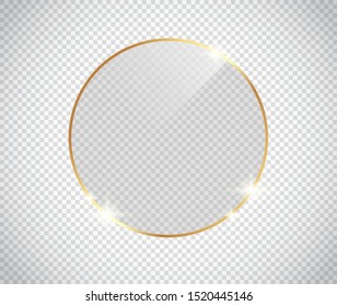 Gold shiny glowing frame with shadows isolated on transparent background. Golden luxury vintage realistic rectangle border. illustration - Vector
