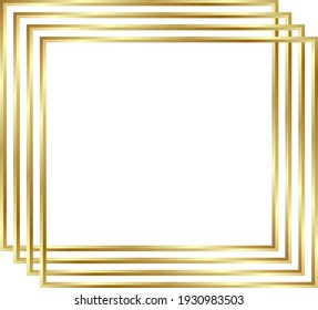Marco dorado brillante con sombras aisladas de fondo. Borde de rectángulo realistas de lujo dorado. ilustración - Vector