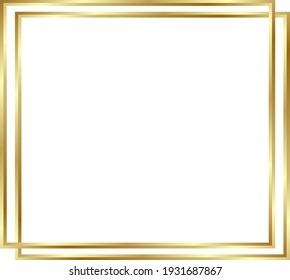 Gold Shiny Glowing Frame With Shadows Isolated Background. Golden Luxury Vintage Realistic Rectangle Border. Illustration - Vector