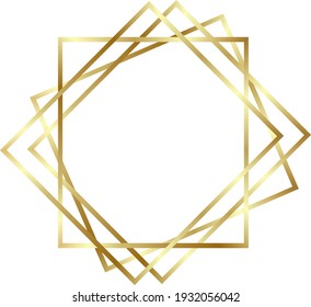 Marco dorado brillante con sombras aisladas de fondo. Borde de rectángulo realistas de lujo dorado. ilustración - Vector