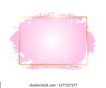 Gold Shiny Glowing Rectangle Frame Pink Stock Vector (Royalty Free ...