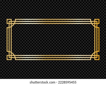 Gold shiny glowing rectangle frame with golden isolated on white background. Golden luxury line
