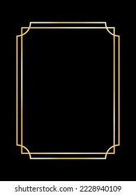 Goldener, glänzender Rechteck mit goldenem Hintergrund einzeln auf weißem Hintergrund. Goldene Luxuslinie