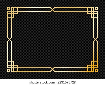 Goldener, glänzender Rechteck mit goldenem Hintergrund einzeln auf weißem Hintergrund. Goldene Luxuslinie